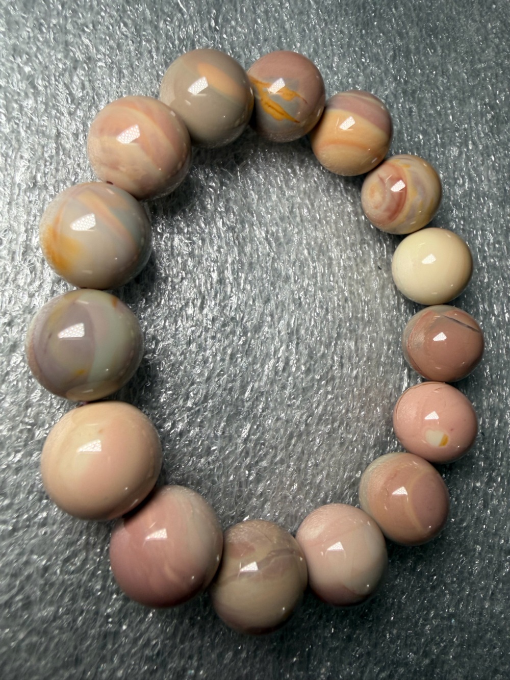 Gorgeous 14MM Pastel Pink Alashan Agate Natural Crystal Bracelet
